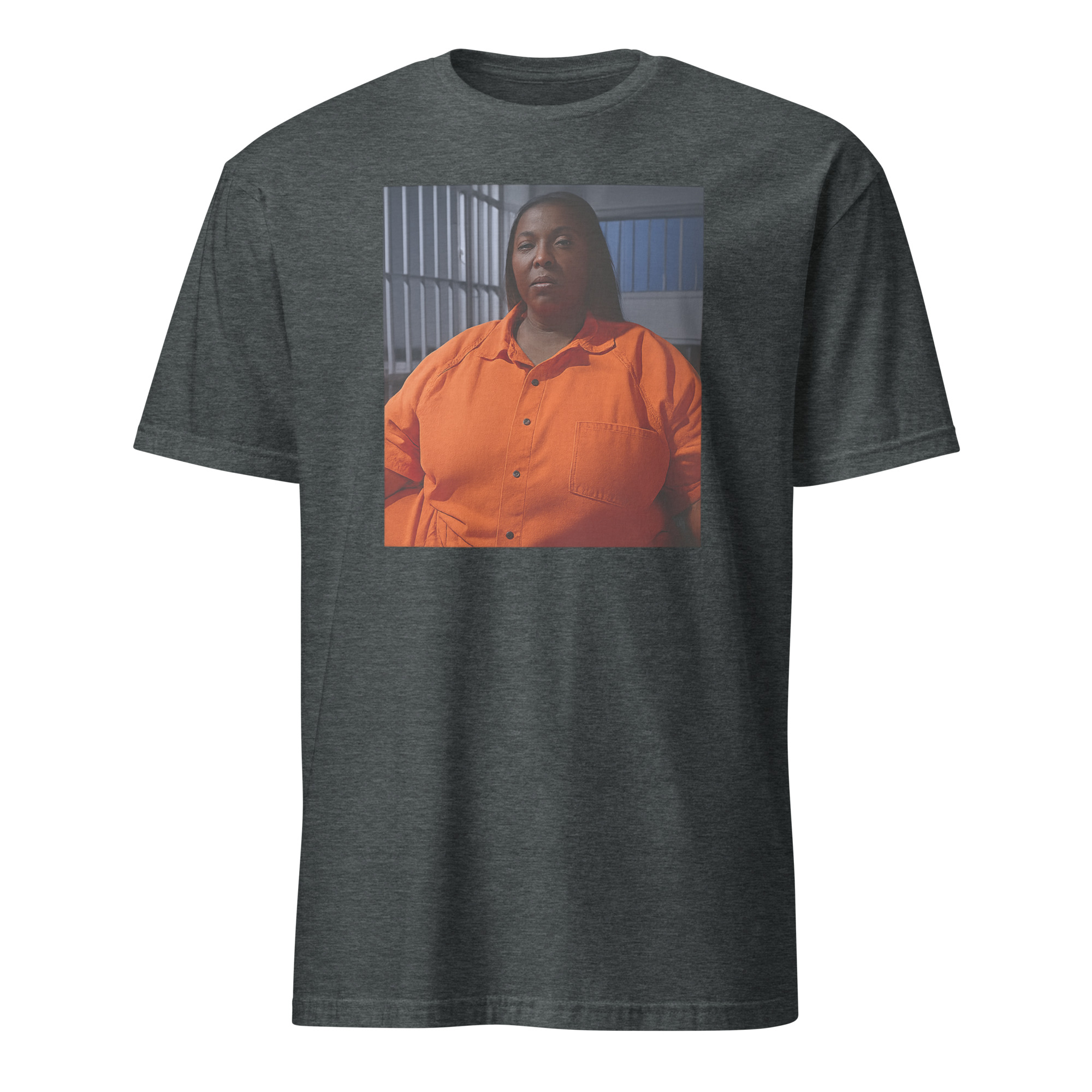 Tish James Mugshot Shirt 3 Dark Heather Grey Tish James Mugshot Shirt parody tee – political satire cotton blend shirt