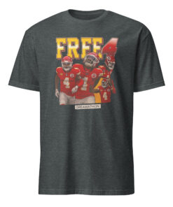 Official Free 4 Dreamathon Shirt in Dark Heather, soft cotton-poly blend with bold Free 4 slogan and reinforced stitching.