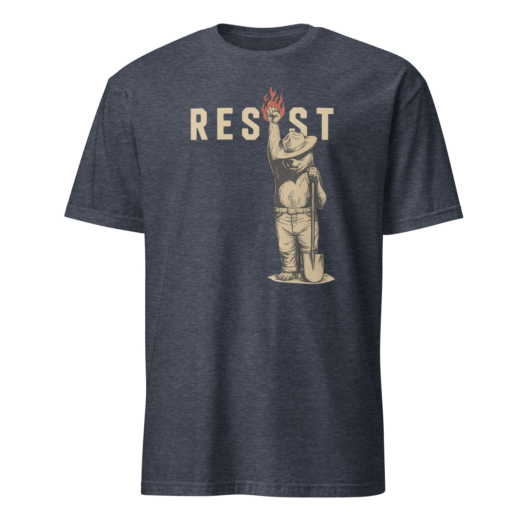 Smokey Bear Resist Anti Trump Shirt 5 Heather Navy Smokey Bear Resist Anti-Trump shirt with slogan “Only You Can Prevent Fascism”