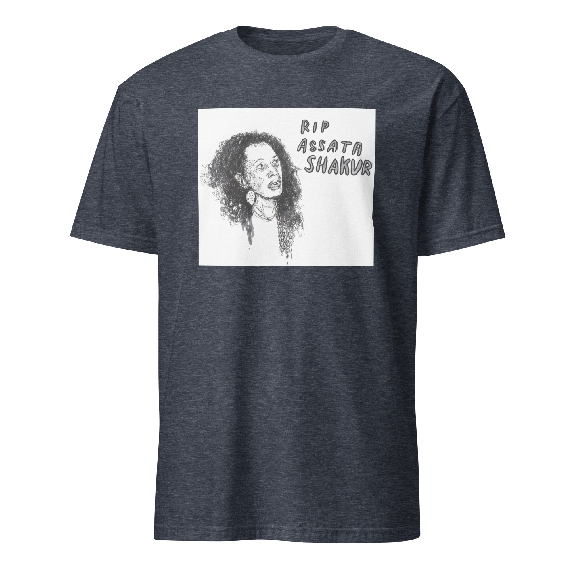 Assata Shakur shirt 5 Heather navy Assata Shakur shirt with activist design, Pan-African colors, and bold slogans symbolizing resistance and Black liberation.