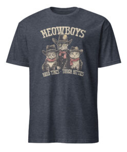 Meowboys Cowboy Cats with Hats Shirt 11 Meowboys Cowboy Cats with Hats Shirt in heather navy featuring cowboy cats meme design