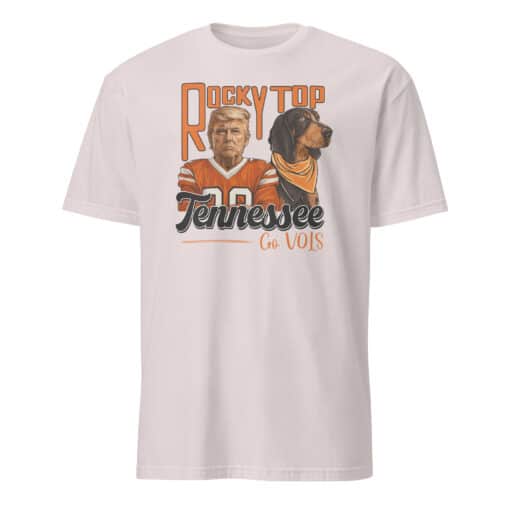 Trump Tennessee VOLS Smoky Hound Dog University of Tennessee Shirt in ice grey color featuring Smokey mascot and Donald Trump parody design