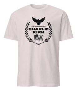 Charlie Kirk Forever in Our Hearts Shirt in Ice Grey – commemorative and satirical tee