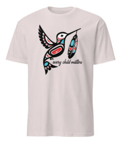 Every Child Matters Hummingbird Native Orange Day Shirt in Ice Grey color