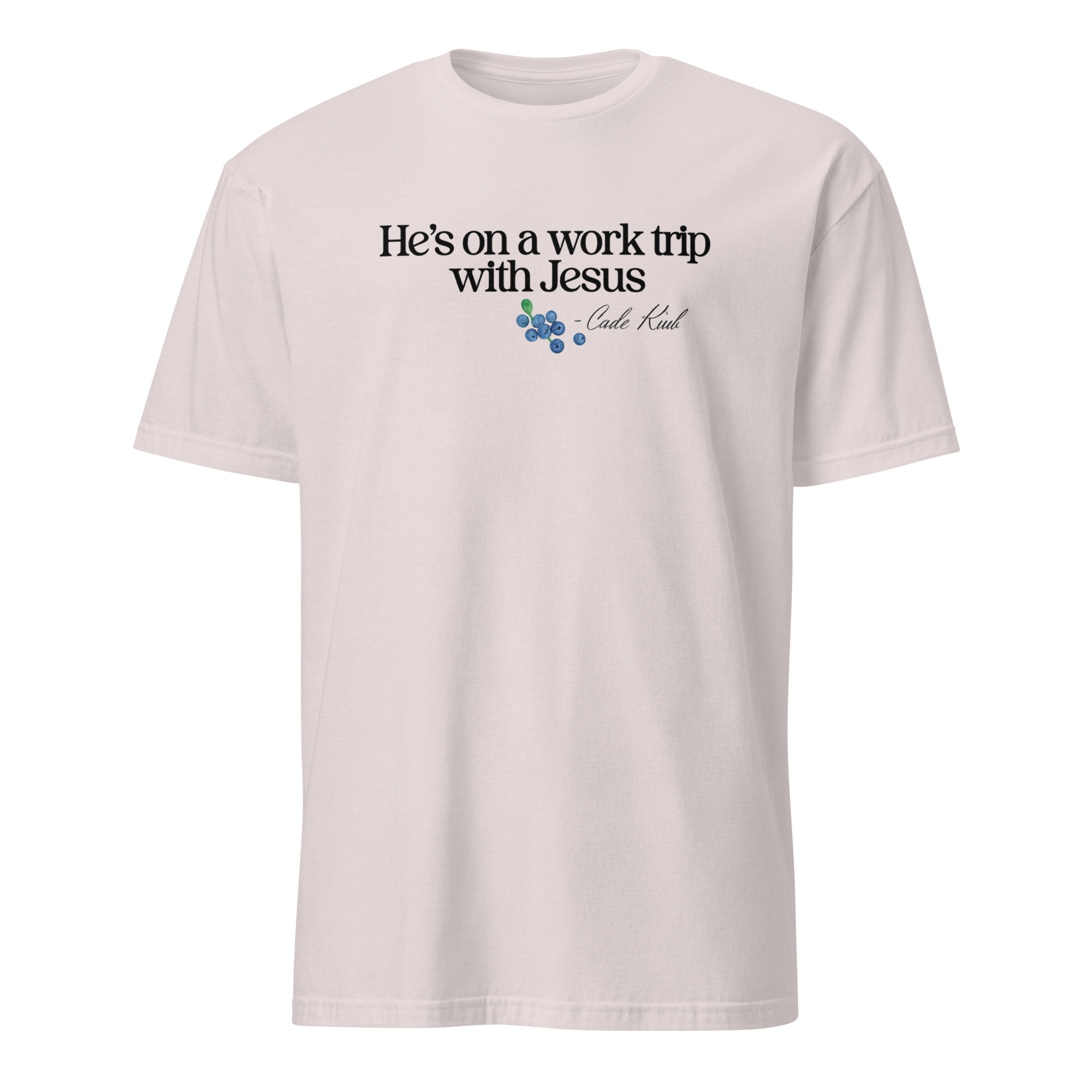 He is on a Work Trip with Jesus Christian Shirt 4 He is on a Work Trip with Jesus Christian Shirt in ice grey color faith apparel