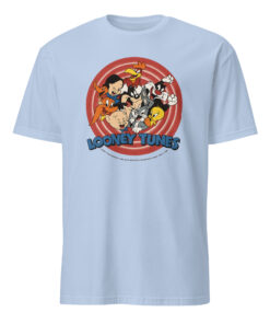 Playing Gracie Darling Looney Tunes Shirt in Light Blue with retro cartoon-inspired design, soft cotton fabric, and oversized Y2K streetwear fit.