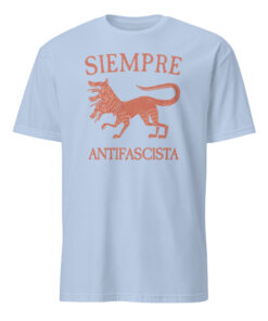 Vintage Antifascista Political Protest Shirt in light blue with bold protest design symbolizing resistance and activism
