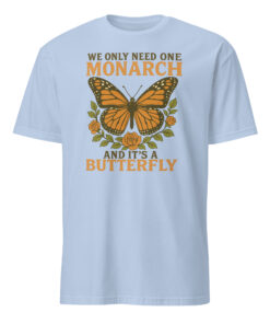 Monarch Butterfly Political Nature Shirt in Light Blue eco-friendly cotton
