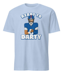 Ready To Darty Daniel Jones Shirt 10 Ready To Darty Daniel Jones Shirt in light blue with bold cartoon Daniel Jones design and playful NFL meme typography for Giants fans and tailgating culture.
