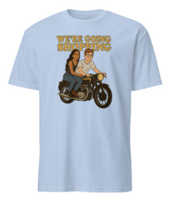 Kim K And Sam A Going Shopping Shirt in light blue retro meme design