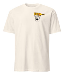 Front view of Doodlebob Malört Shirt on natural color t-shirt with meme design