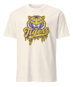 Tigers Mascot Drip Purple Yellow Gold Shirt 22 Tigers Mascot Drip Purple Yellow Gold Shirt on natural background for school spirit and fashion style