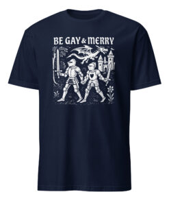 Be Gay And Merry Medieval Shirt in navy – LGBTQ+ medieval pride design