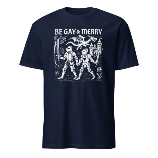 Be Gay And Merry Medieval Shirt in navy – LGBTQ+ medieval pride design
