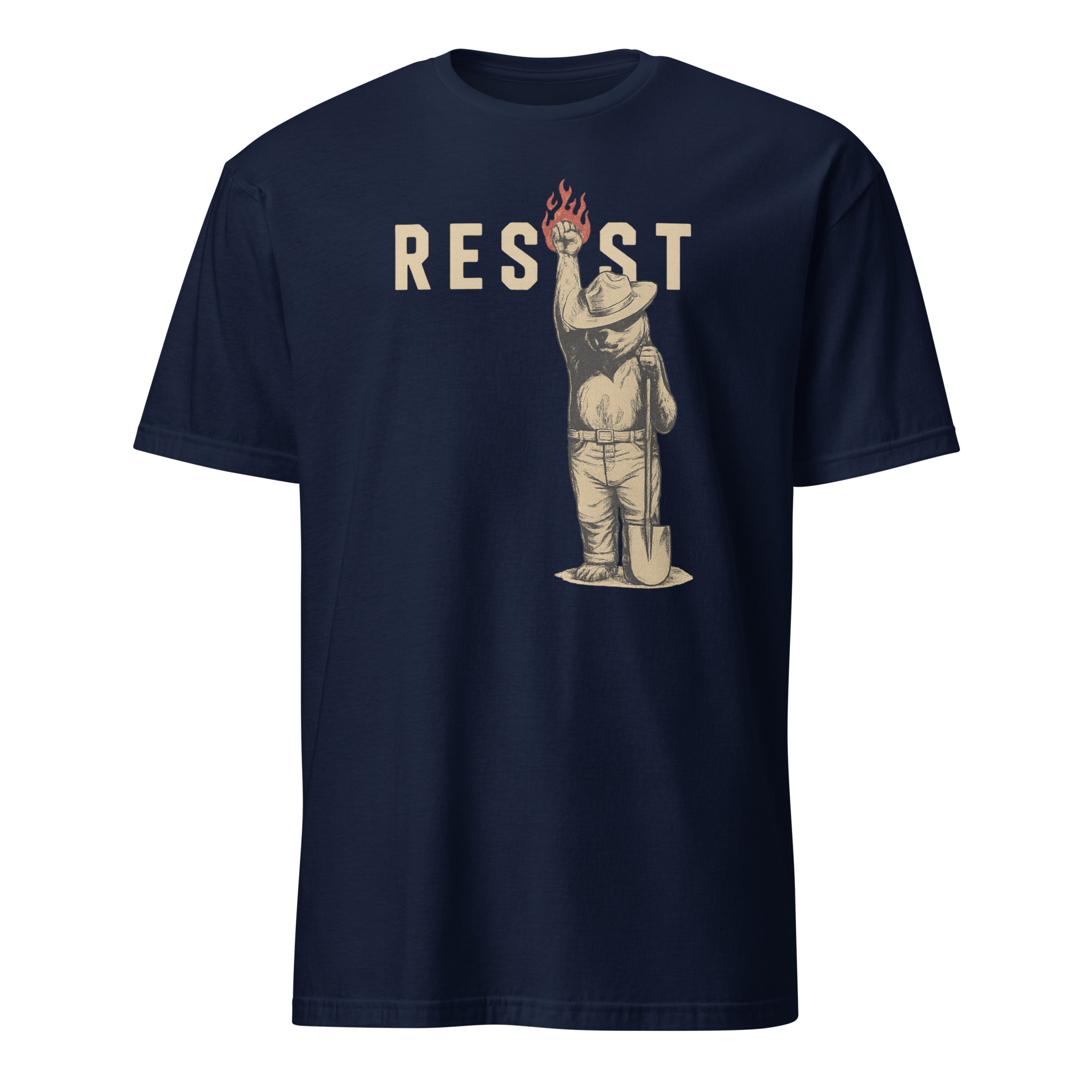 Smokey Bear Resist Anti Trump Shirt 2 Navy Smokey Bear Resist Anti-Trump shirt with slogan “Only You Can Prevent Fascism”