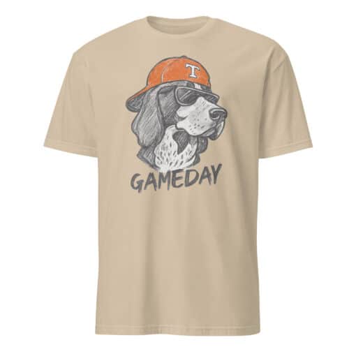 Tennessee Vols Dog Mascot Gameday Shirt in sand color featuring Smokey the bluetick coonhound mascot