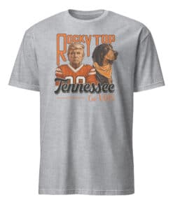 Trump Tennessee VOLS Smoky Hound Dog University of Tennessee Shirt in sport grey color featuring Smokey mascot and Donald Trump parody design