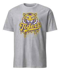 Tigers Mascot Drip Purple Yellow Gold Shirt 20 Tigers Mascot Drip Purple Yellow Gold Shirt on sport grey background for game day and casual streetwear