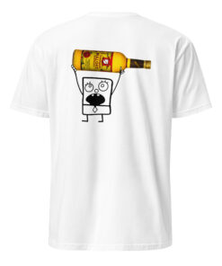 Back view of Doodlebob Malört Shirt on white t-shirt with meme design