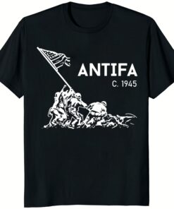 ANTIFA C 1945 Shirt black graphic t-shirt anti-fascist design