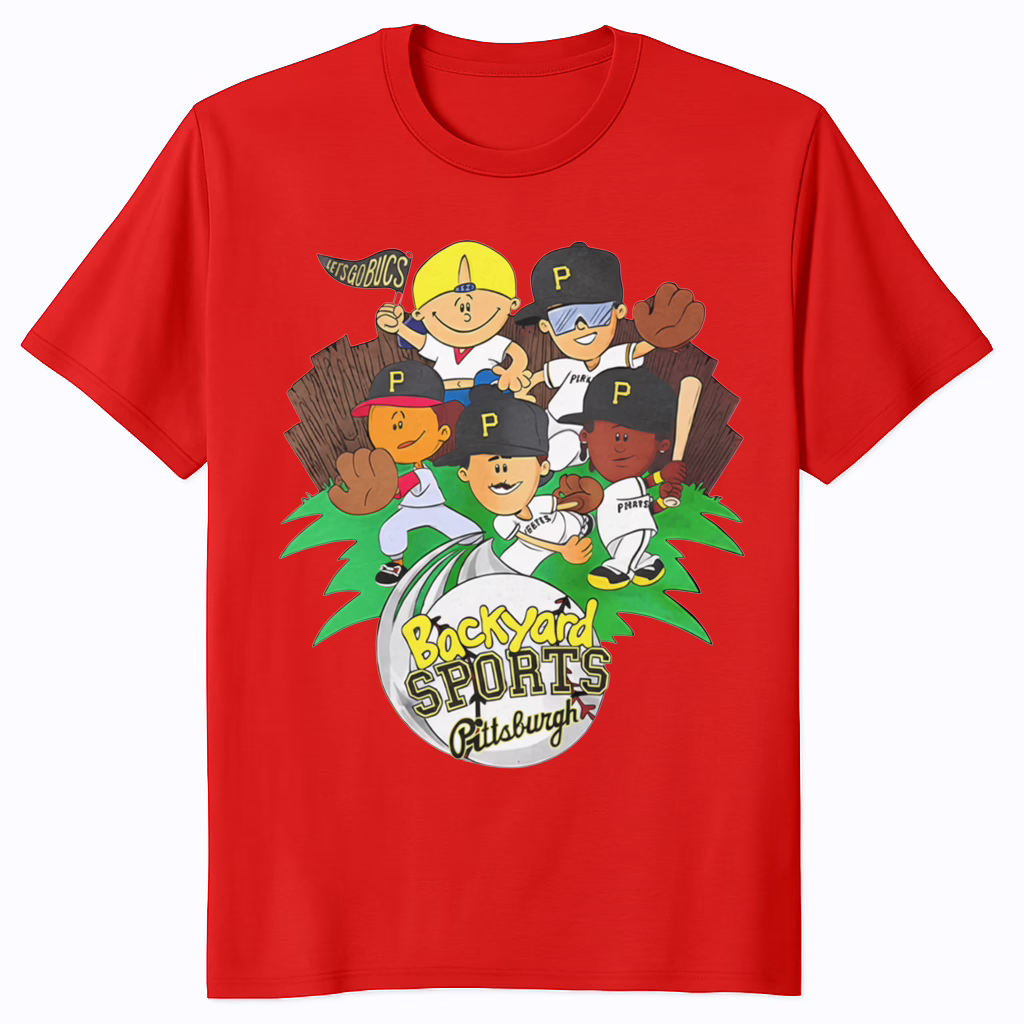 Backyard Sports Pittsburgh Pirates Shirt 1 Backyard Sports Pittsburgh Pirates Shirt red color retro baseball tee