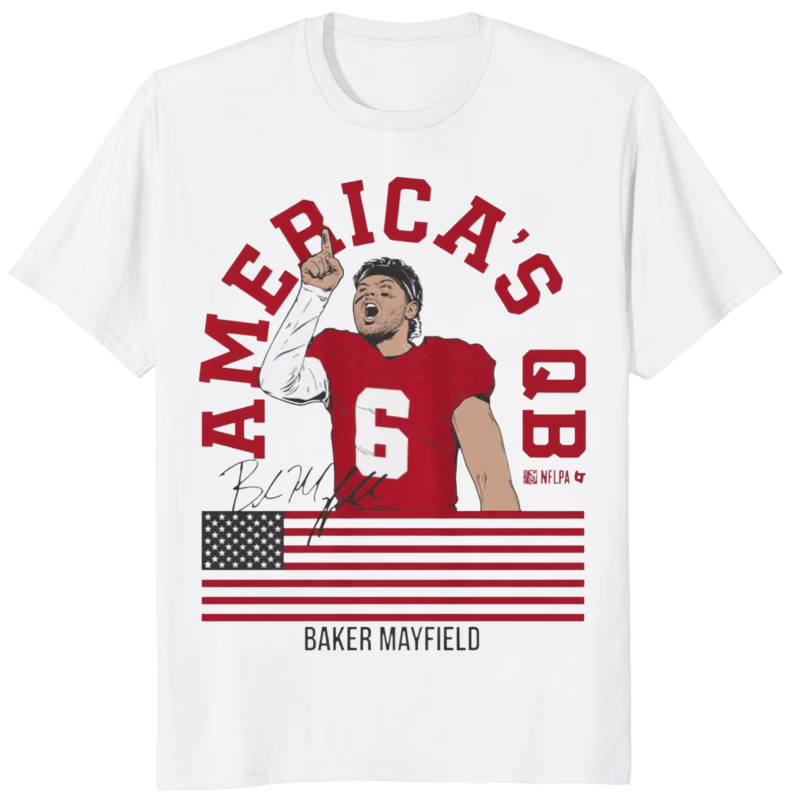 Baker Mayfield Americas QB Flag Shirt 10 Baker Mayfield Americas QB Flag Shirt white variant