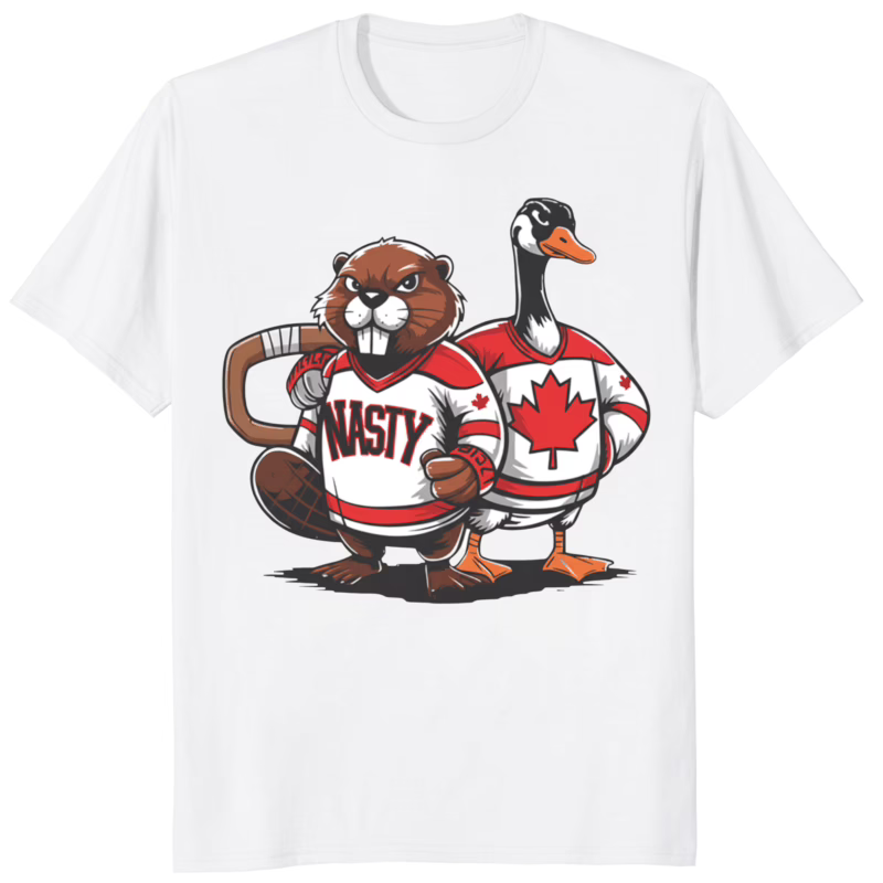 Beaver and Goose Canada Hockey Nasty Canadians Shirt white variant
