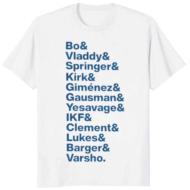 Bo & Vladdy & Springer & Kirk & Blue Jays 2025 Shirt white t-shirt Toronto baseball fan apparel