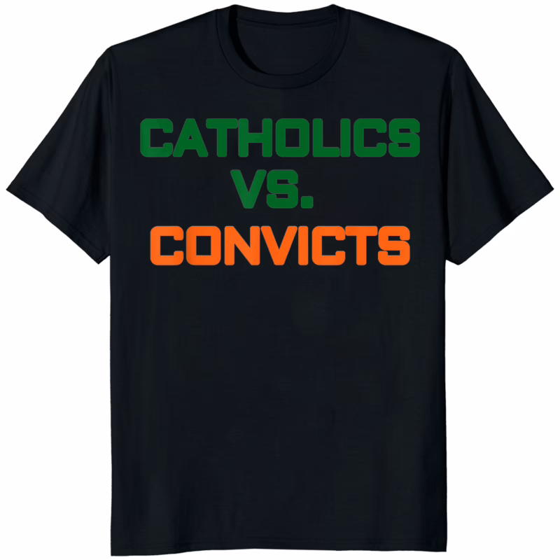 Catholics vs Convicts 1988 Shirt black color retro sports apparel