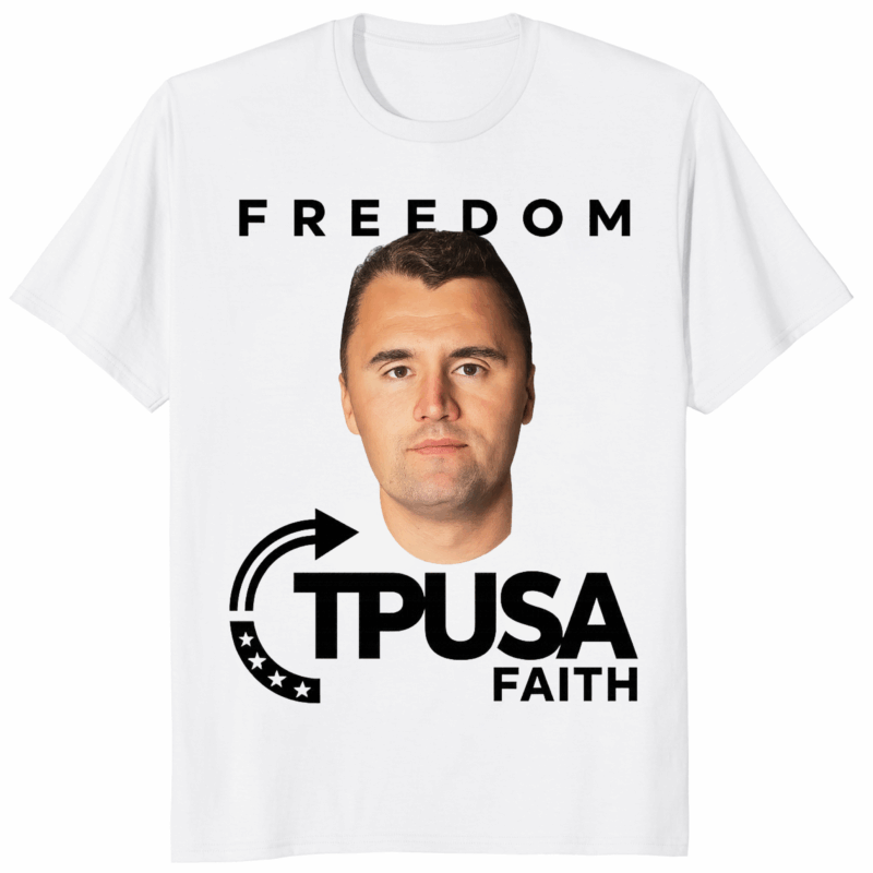Charlie Kirk Freedom Shirt unisex white cotton tee with bold FREEDOM print