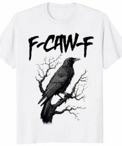 F-Caw-F Black Crow Moonlit Raven Shirt in white color