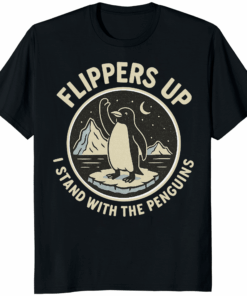 Flippers Up I Stand With The Penguins Shirt blog post image showing penguin solidarity and climate activism