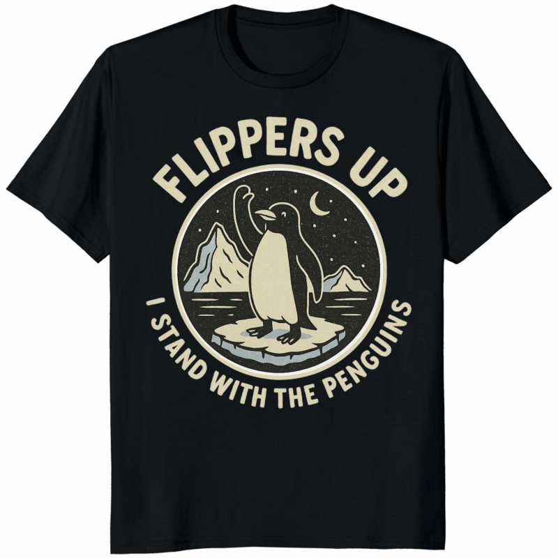 Flippers Up I Stand With The Penguins Shirt blog post image showing penguin solidarity and climate activism