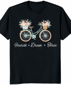 Flourish Dream Thrive FDT Anti Trump Floral Bike Shirt in black