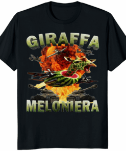 Black Giraffa Meloniera Italian Brainrot Shirt – viral meme-core absurd humor fashion