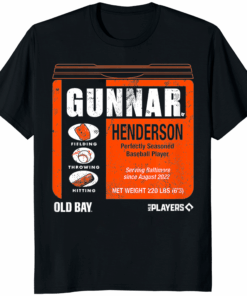 Gunnar Henderson Old Bay Can Shirt black color Maryland baseball design