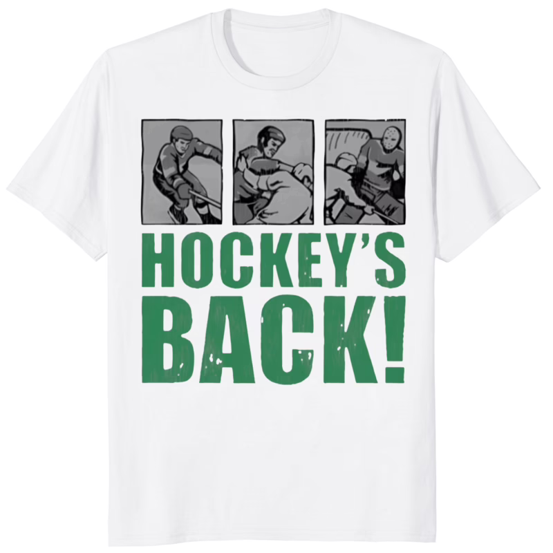 Hockeys Back Comic Book Shirt 8 Hockeys Back Comic Book Shirt white t-shirt mockup