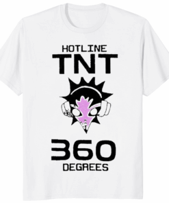 Hotline TNT 360 Degrees Shirt in white — limited edition indie rock unisex t-shirt with 360-degree design