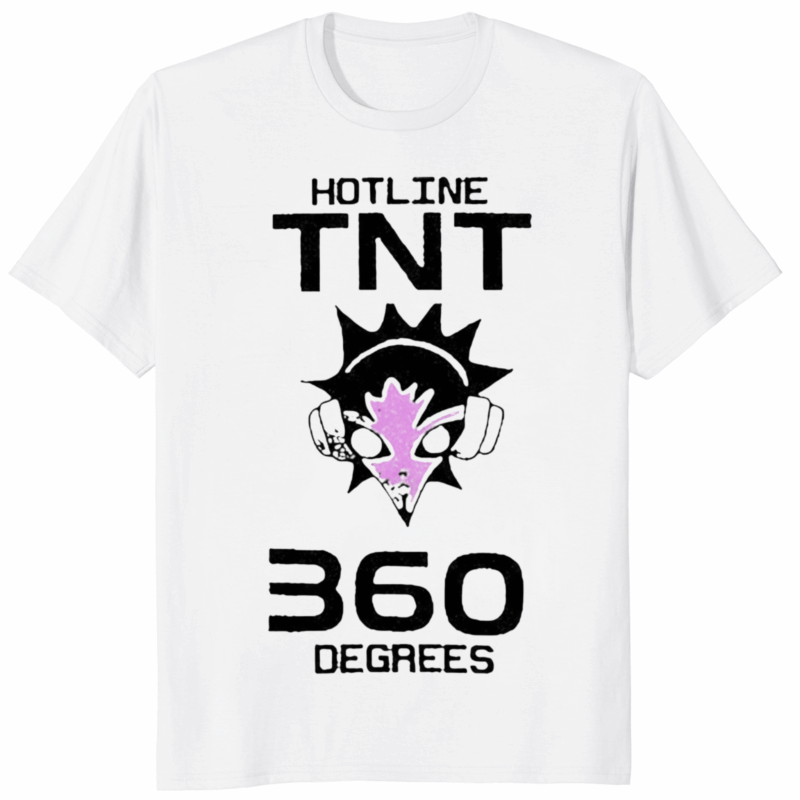 Hotline TNT 360 Degrees Shirt 14 Hotline TNT 360 Degrees Shirt in white — limited edition indie rock unisex t-shirt with 360-degree design