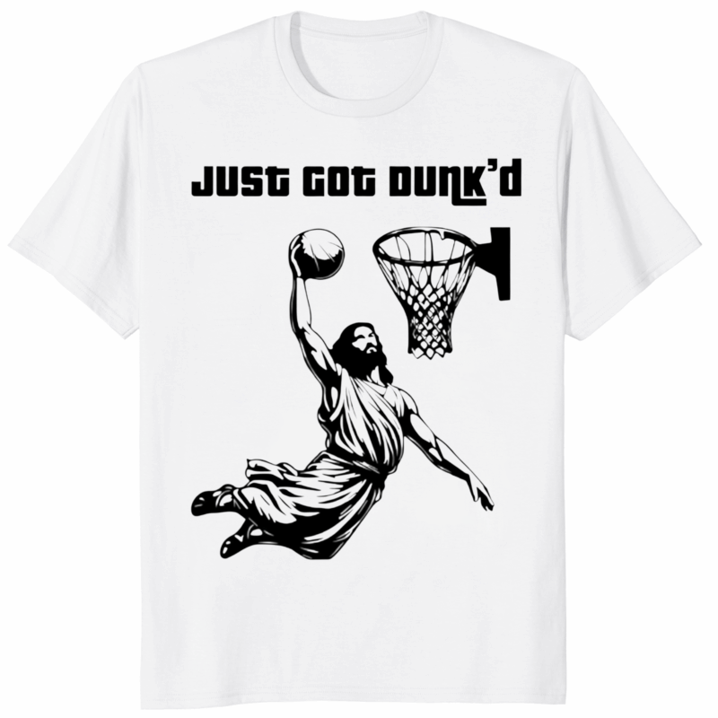 Just Got Dunkd Baptism Basketball Christian Shirt white color