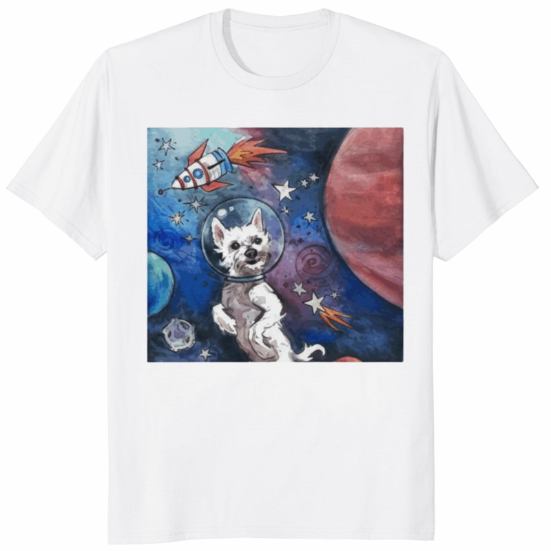 Kara Baldus Bradford In Space Shirt 14 Kara Baldus Bradford in Space Shirt white color featuring Bradford cosmic design by Kylie Hicks