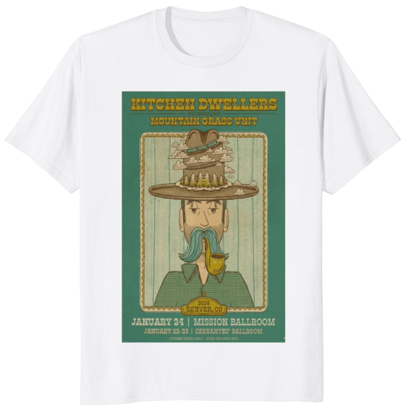 Kitchen Dwellers Denver Colorado Poster Shirt white
