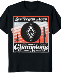 Las Vegas Aces 2025 WNBA Finals Champions Sunset Shirt in Black