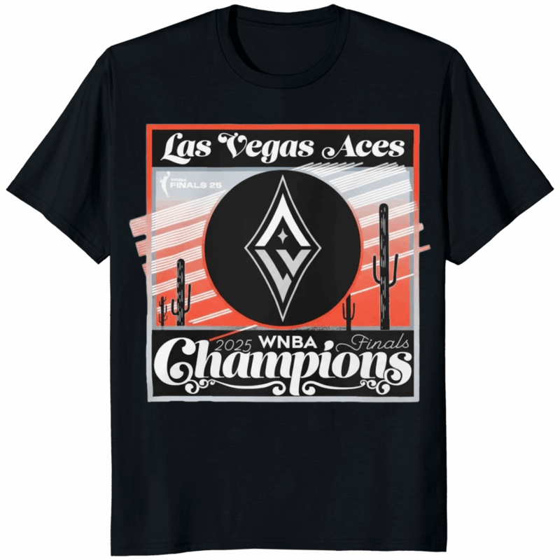 Las Vegas Aces 2025 WNBA Finals Champions Sunset Shirt in Black
