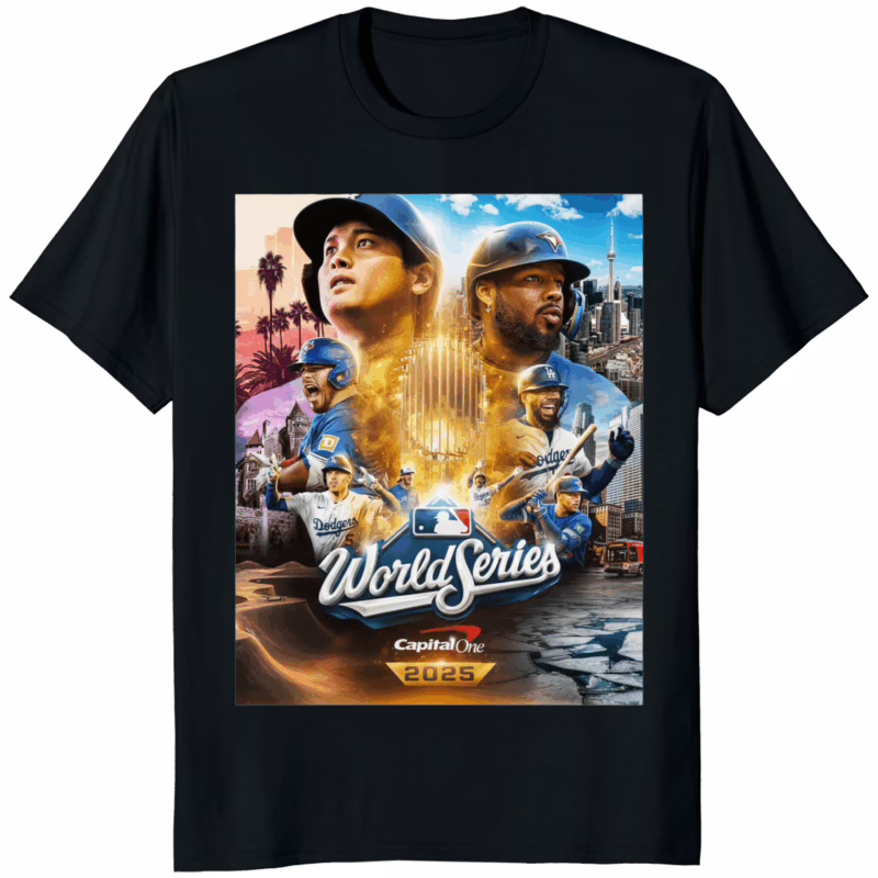 Los Angeles Dodgers vs. Toronto Blue Jays 2025 World Series Poster Shirt 10 Los Angeles Dodgers vs. Toronto Blue Jays 2025 World Series Poster Shirt black