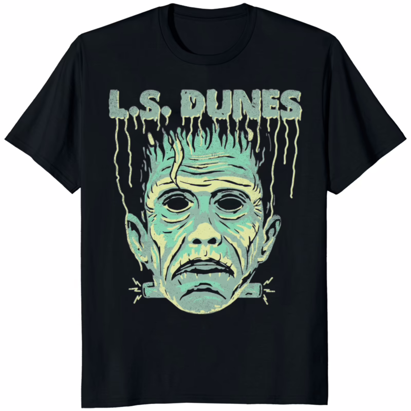 L.S. Franken Dunes Shirt black – bold unisex graphic cotton tee