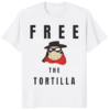Matadortilla Free The Tortilla Dark Shirt on white background – unisex graphic tee