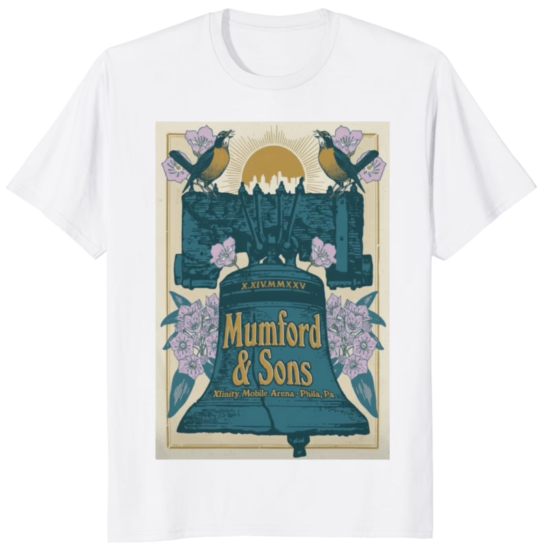 Mumford And Sons 10.14.2025 Philadelphia PA Poster Shirt white color