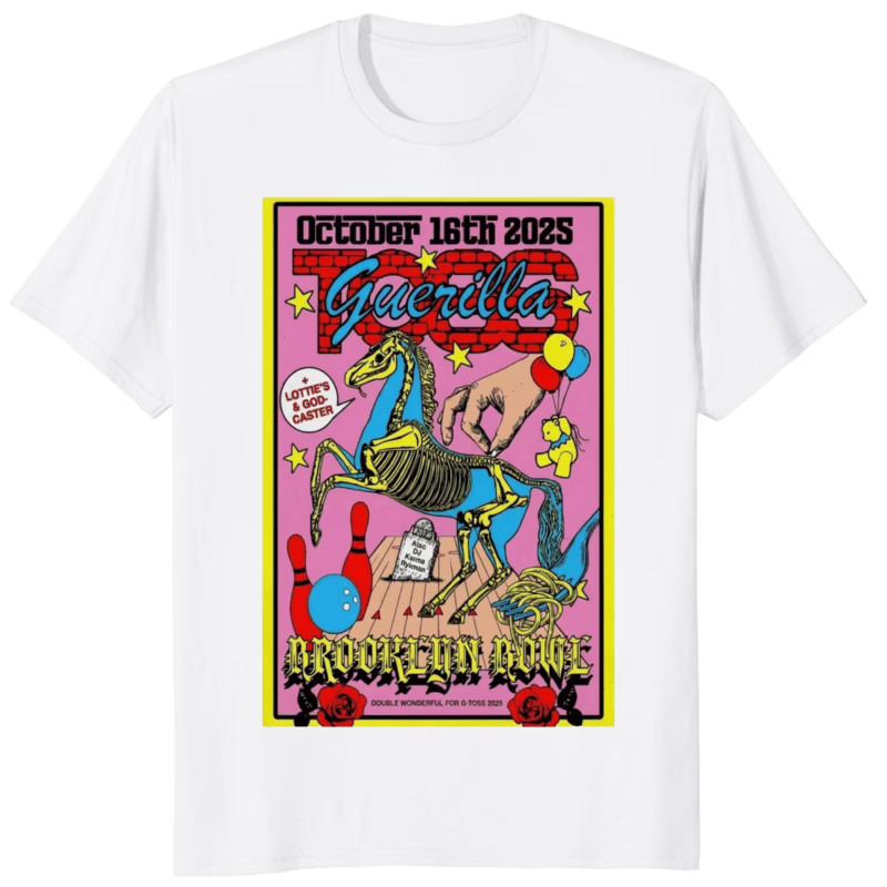 New York Guerilla Toss Brooklyn Bowl Poster Shirt 8 New York Guerilla Toss Brooklyn Bowl Poster Shirt white variant mockup