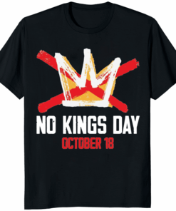 No Kings Day October 18 Shirt Black — activist protest tee symbolizing equality and rebellion.